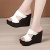 Women's Slippers Wedge Heel Peep Toe 11cm Heel High Shoes Women Dress Outdoor 4.5cm Waterproof Platform 2026 Zapatillas De Mujer