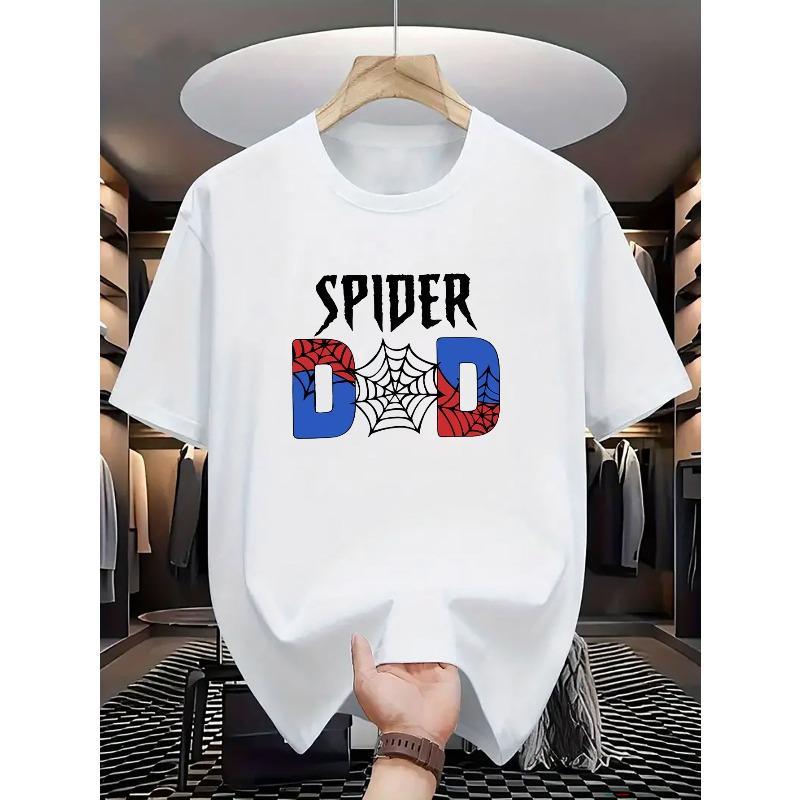 

Мужская летняя дышащая футболка в уличном стиле с креативным принтом-паутиной Паук Папа , мягкая футболка свободного кроя, мужская уличная мода, короткий рукав S белый
