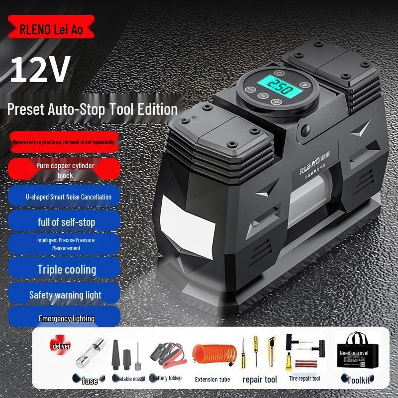 220V Dual-Cylinder High-Pressure Tire Inflator for Car and Home Use