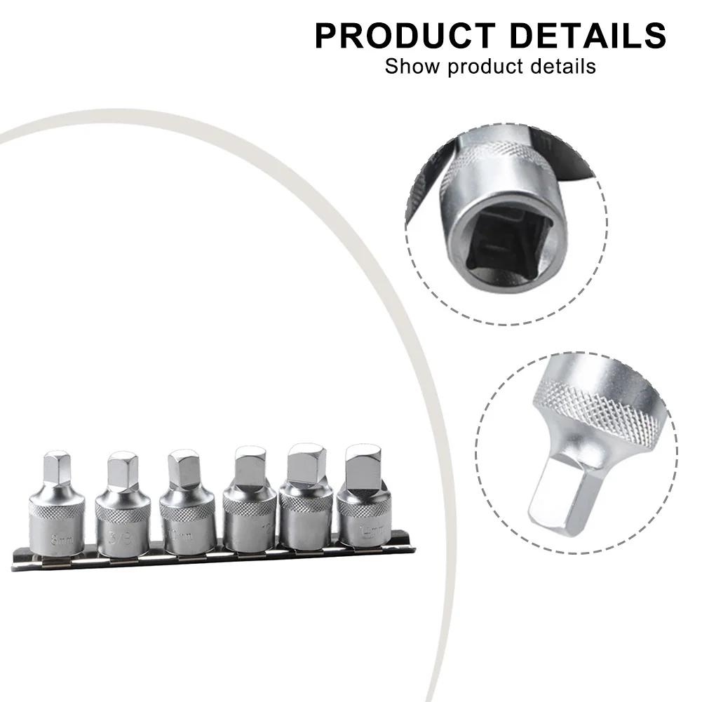 6pcs Gearbox Screw Wrench Set For Oil Sump Drain Socket 1/1 Drive Multi Size Square Head Kit For Mechanical Projects