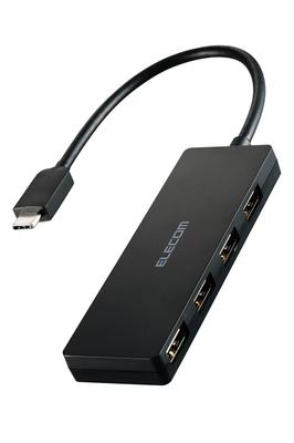 Elecom USB Hub USB2.0 USB-C Connection 4 Ports Bus Powered 15cm Cable Black U2HC-H040BK