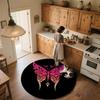 Pink Butterfly,Round Area Rug,Carpet Rug for Living Room Bedroom Sofa Playroom Decor,Non-slip Floor Mat