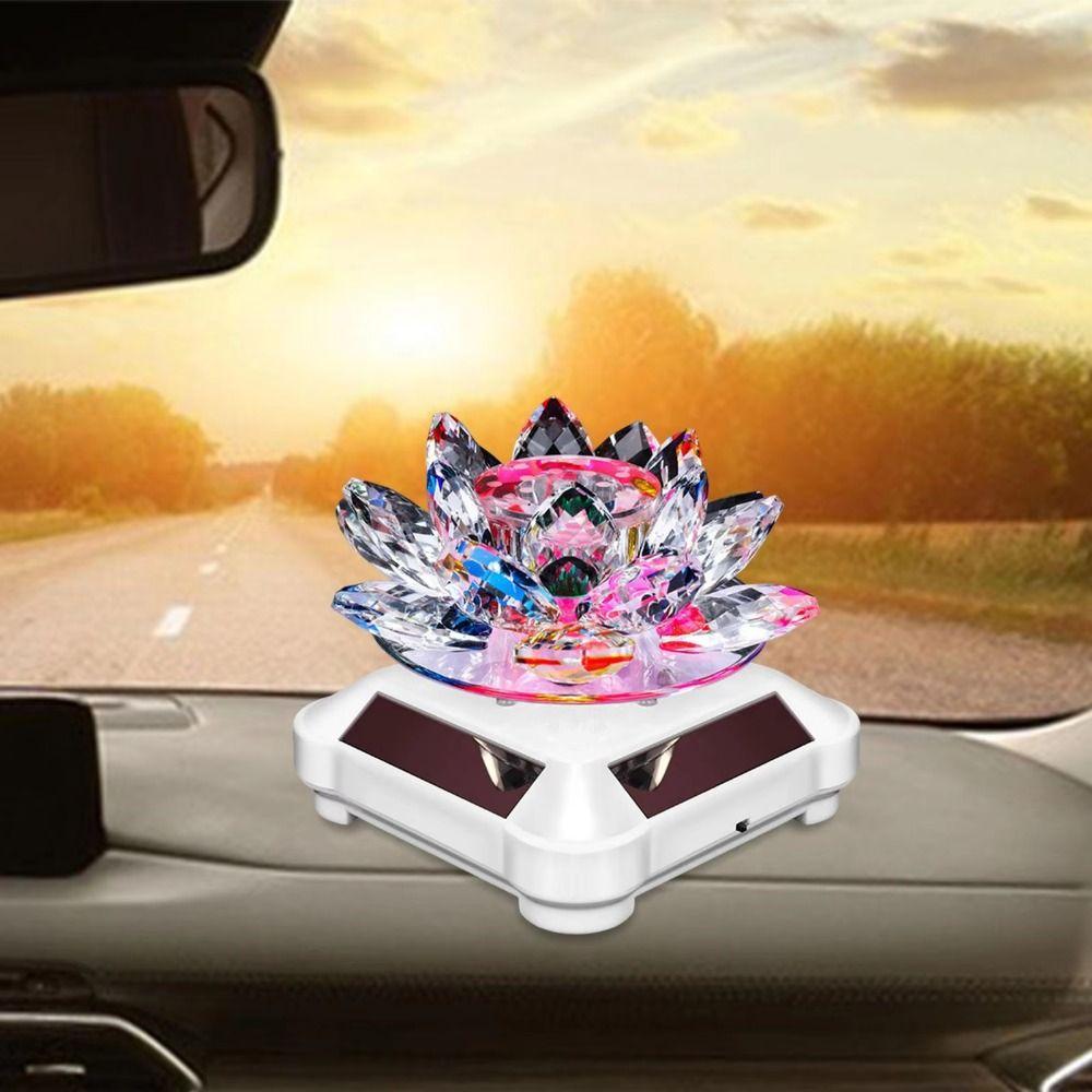 Automatic Rotating Rotating Crystal Lotus Figurine Car Air Fragrance Diffuser  Car Interior