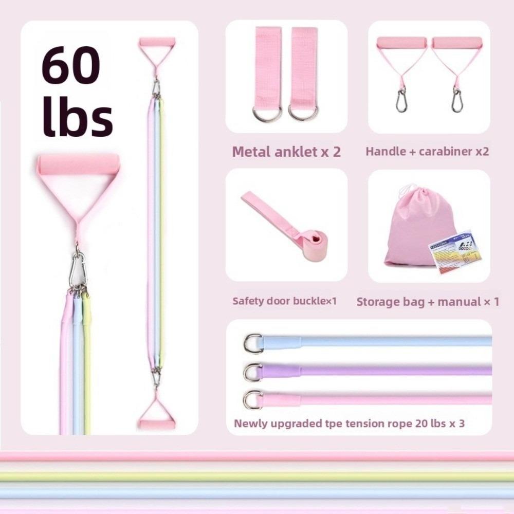 

Multi Functional Fitness Stretcher Fitness Puller Tension Rope Pilates Stick Set for Household E