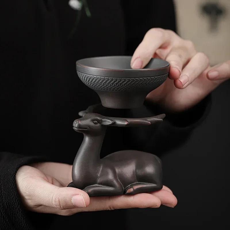 Purple Pottery Filter Group Has Your Tea Strainer Porcelain Filter Hole Filter Rack Kung Fu Tea Ceremony Utensils Tea drain