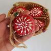 Red Hand Painted Festive Decor Cow Bells Set of 5 with Jute Ropes