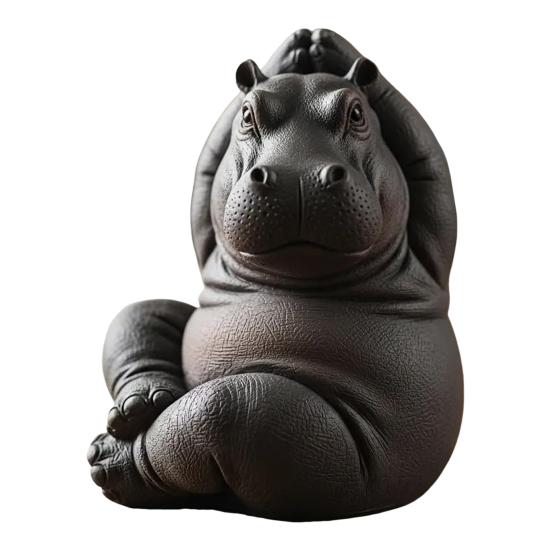 Yoga Master Hippo Figurine Handcrafted Clumsy Yoga Hippopotamus Ornament Zen Meditation Hippo Statue for Home Office Decor Yoga Lovers Gift