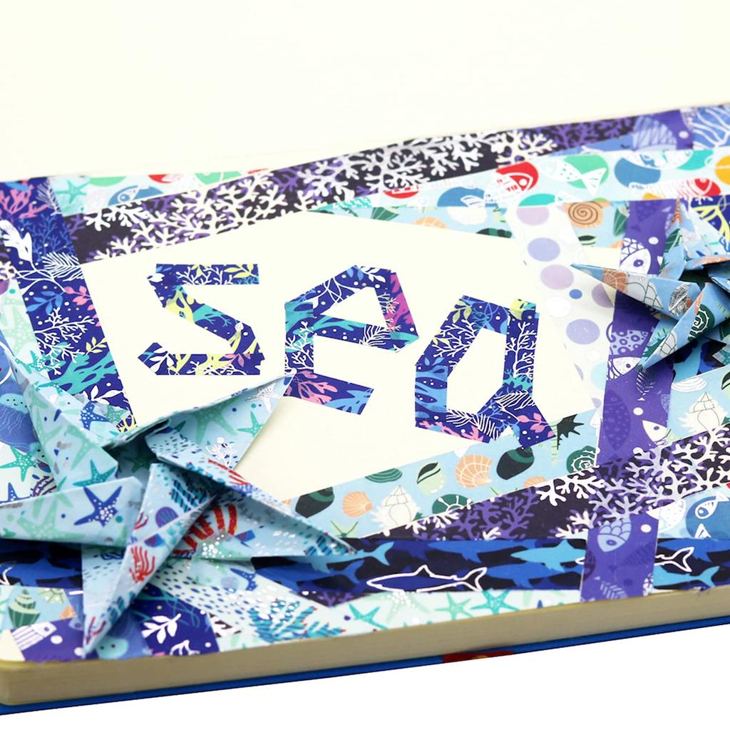 YUBX Masking Tape Set Washi Paper Ocean Blue with Silver Foil for DIY and Gift Decoration 10-Piece - Tape, Stamping, Crafts, Journals, Planners,