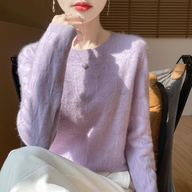 Women's Cashmere Sweater Qinghe Cashmere 30% Cashmere 70% Wool Autumn and Winter Pullover Warm and Fashionable