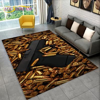 3D Assault Rifle Pistol Cartridge Gun Area Rug,Carpet Rug for Home Living Room Bedroom Sofa Doormat Decor,Kid Non-slip Floor Mat