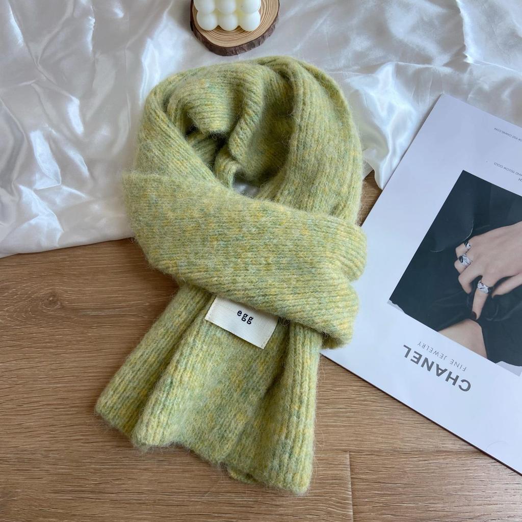 Korean Mixed-Color Mohair Wool Scarf for Women - Soft, Thickened Winter Neck Warmer, Trendy Student Style