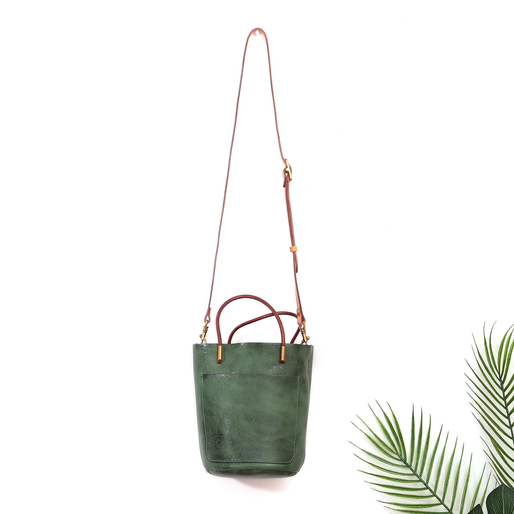 

Винтажная женская сумка из натуральной кожи - Многофункциональная сумка-ведро через плечо и на плечо