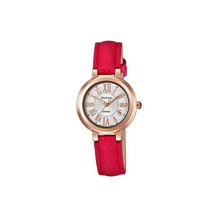 

CASIO Women s SHEEN White Watch SHE-4029PGL-7A SHE-4029PGL-7A Red Strap