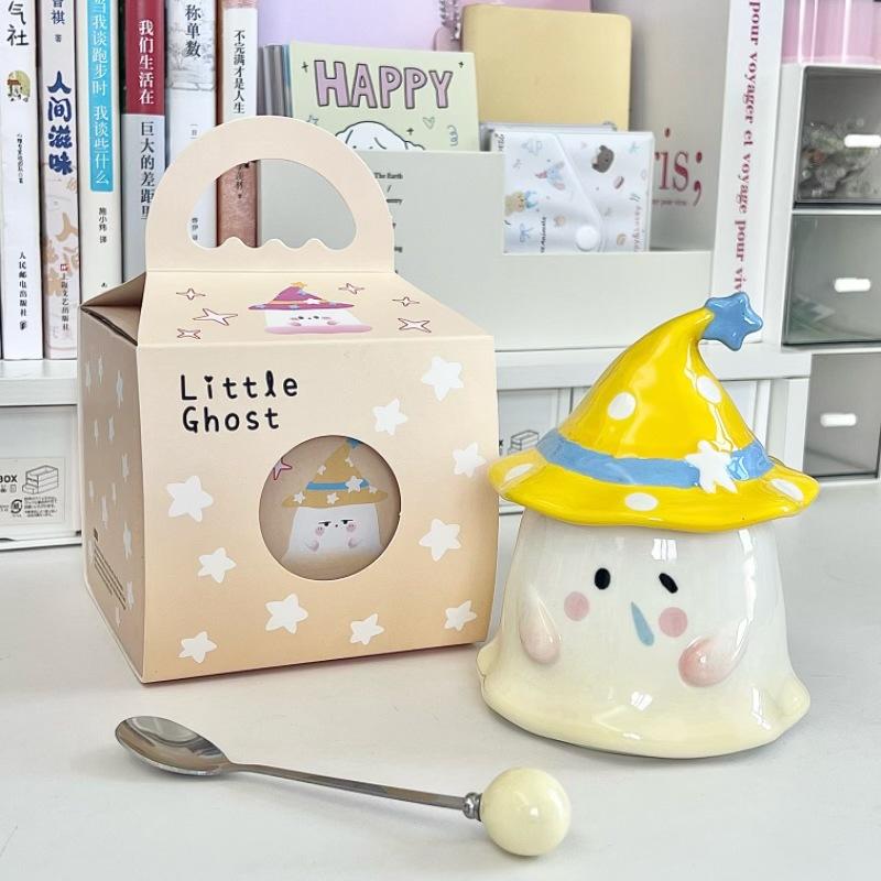 Narozeninový dárek pro dívky s podivnými keramickými hrnky s duchem, s vysoce hodnotnými hrnky a víčky pro nejlepší kamarádku