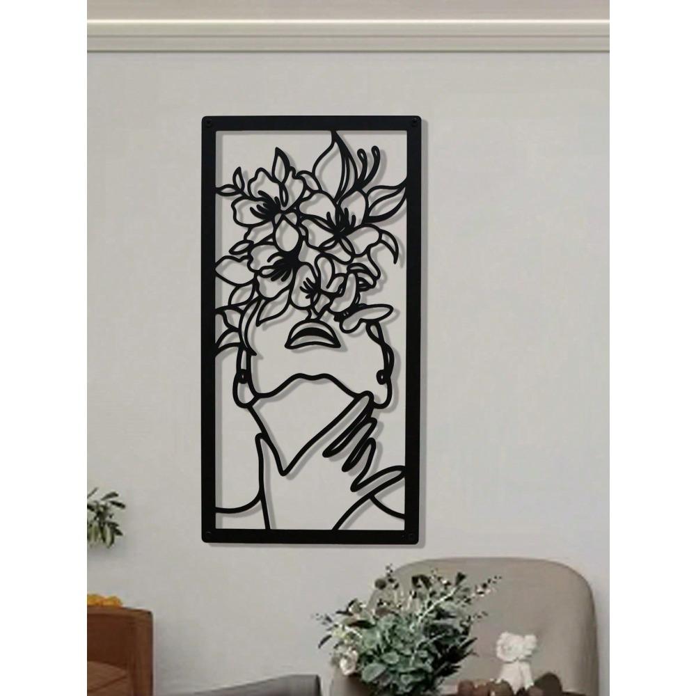 Dreamy Flower Metal Wall Art Creative Line Art Home Decor for Women Room
