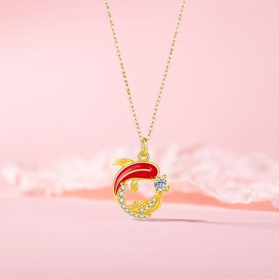 Original Design Lucky Koi Necklace Jewelry Femininity National Style New Chinese Stainless Steel Clavicle Chain