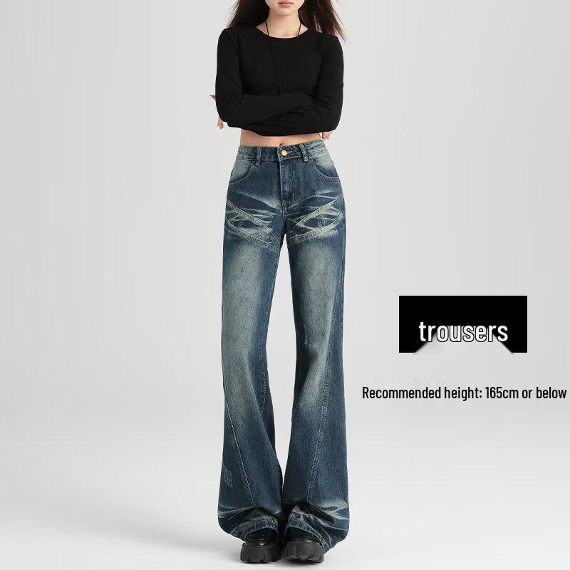 

Джинсы клёш микро-клёш с низкой посадкой Crease American Hot Girl: Удобные утягивающие брюки для женского весенне-осеннего стиля S