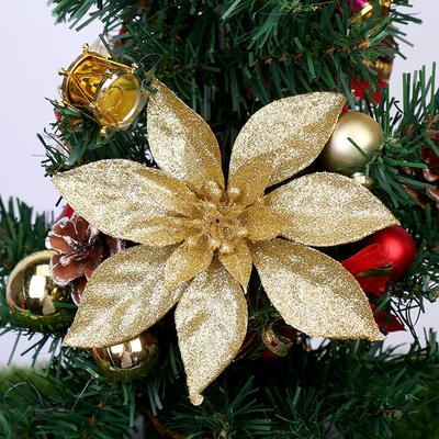 Exquisite Weihnachtsblumen, Massives Frühlingszwiebelpulver Gold, Silber und Rote Blume, Weihnachtsbaumschmuck, Weihnachtskränze, Rattan, Weihnachtsdekora