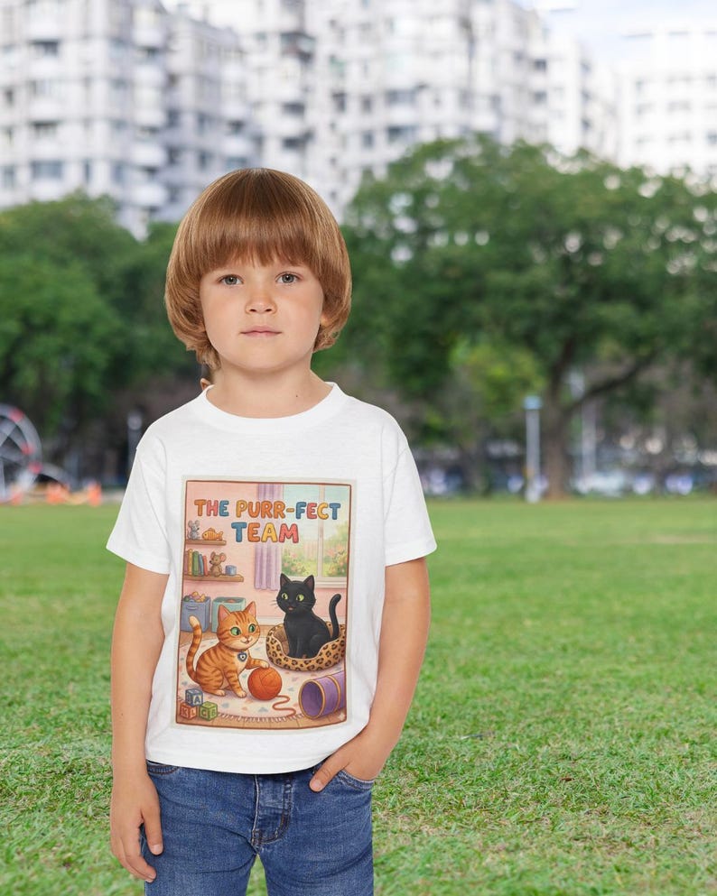 Toddler Tee | Kitten Illustration, Storybook Scene, 100% Cotton 120
