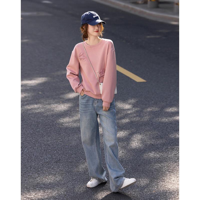 Demana Spring 3D Butterfly Appliqué Beaded Air Layer Sweatshirt