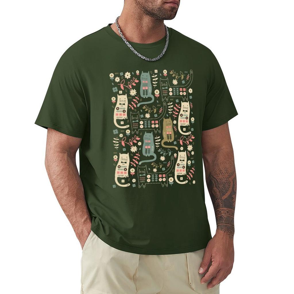 Cat Folk T-Shirt Oversizeds Man Clothes Short Sleeve Tee Cotton Graphic Tees Men T Shirts High Quality