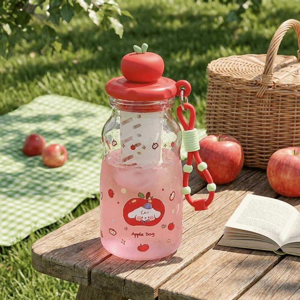 600ML Plastic Water Bottle Cute Cartoon Leakproof Children's Straw Cup Transparent Portable Drinking Bottle School Use