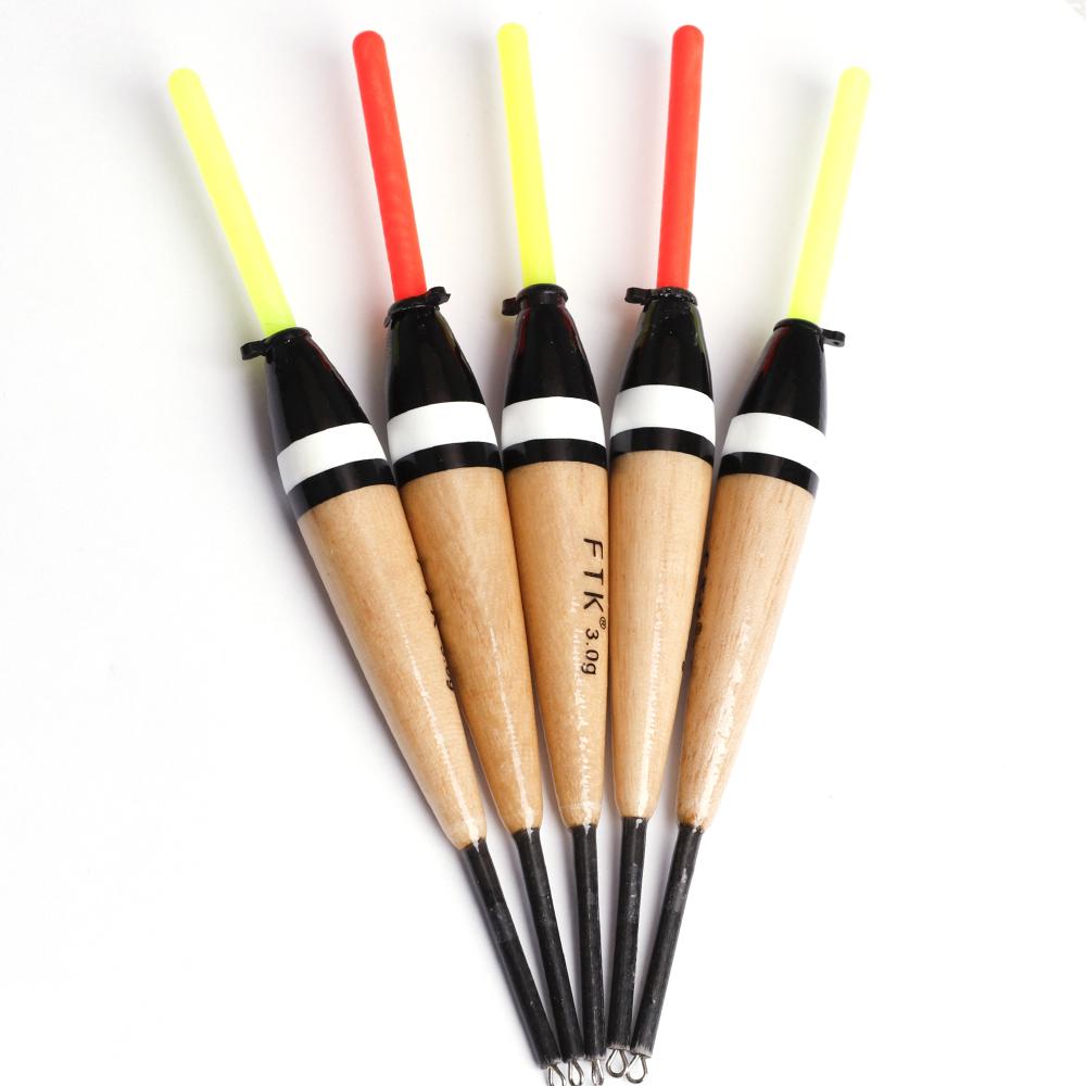 FTK 5PCS Paulownia Wood Fishing Float 2g 3g 4g  Floating Vertical Buoy Carp Fishing Accessories 14cm-15cm