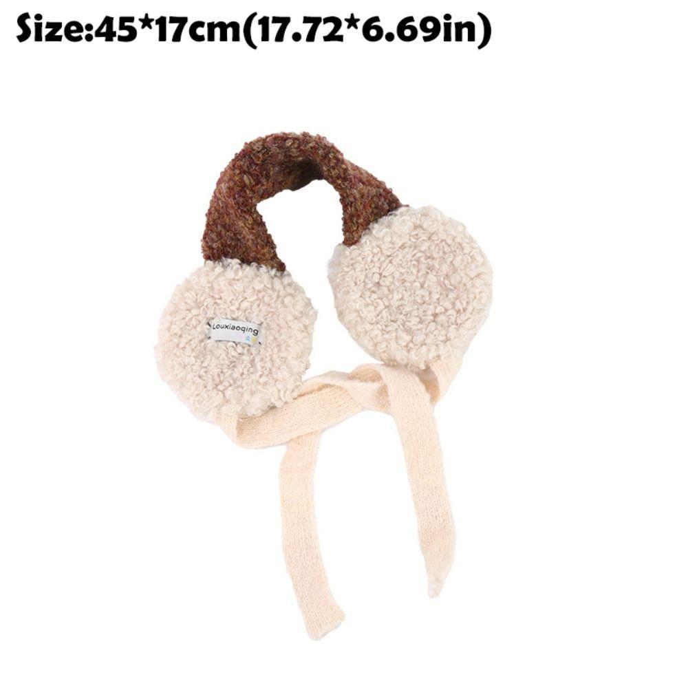 Rolled Plush Earmuffs Color Matching Ear Protection Fashion Lace-up Pullover Hat Winter Outdoor