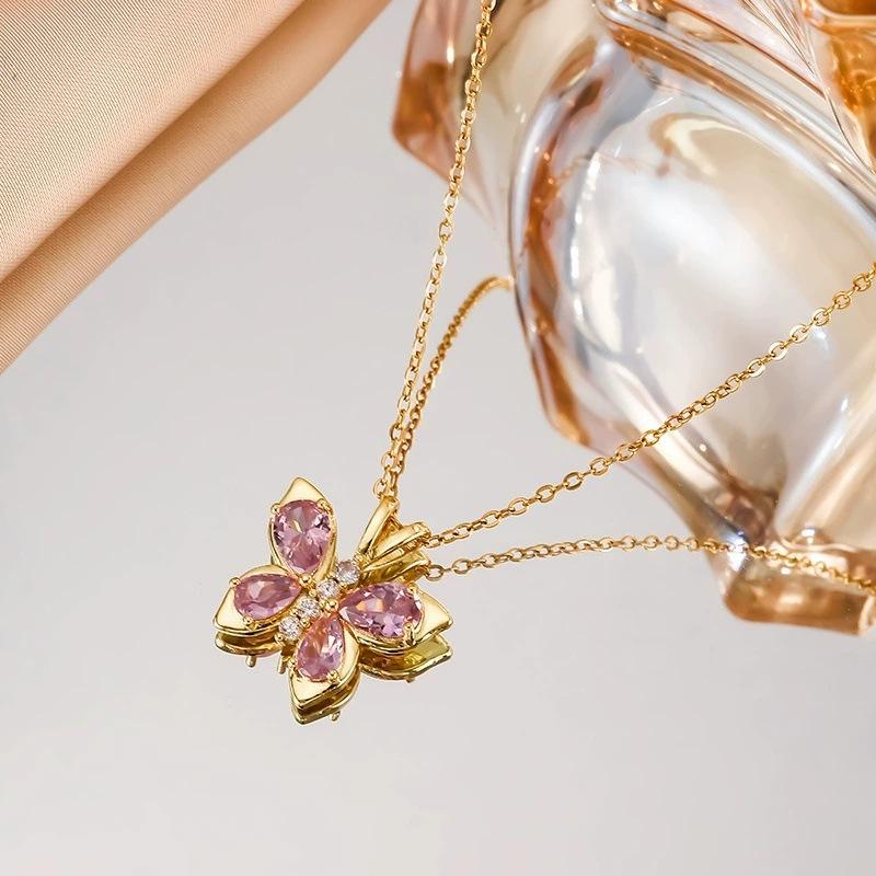 

New Luxury Inlay Zircon Butterfly Pendant Necklace Stainless Steel Do Not Fade Clavicle Chain for Women Sweet Charm Jewelry Gift