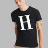 Fashion T-shirt White English Letter Font A B C D E F G Short Sleeve Tops O-neck Black Casual T-shirt Clothing Commuter Tops