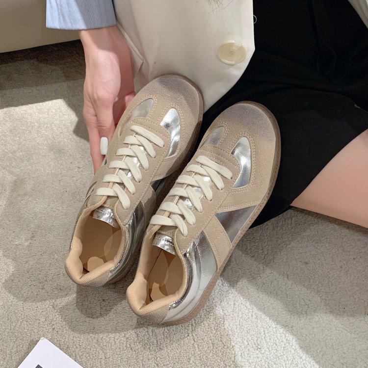 

Real soft leather good training shoes women s spring leather retro inner height increase white shoes outdoor sports and leisure board shoes 35