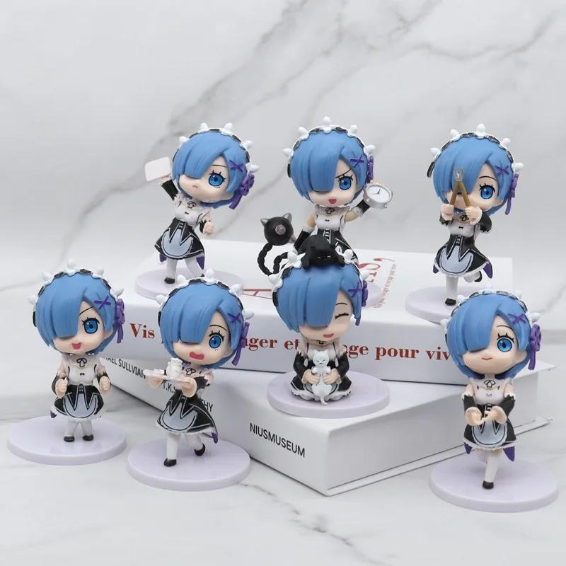 7pcs/set Re:Life in A Different World From Zero Anime Rem Kawaii PVC Model Desktop Decoration Figure Doll Kawaii Gifts Toys