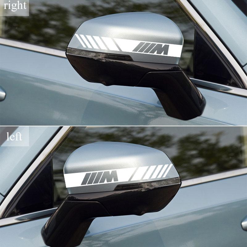 2Pcs Car Stripe Stickers Rearview Mirror Reflective Vinyl Decals Decoration For BMW M E34 E36 E60 E90 E46 E39 E70 F10 F20 F30 X5 X6 X1 M3 M5 M6 E71