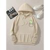Herbst und Winter Süßes Kleines Dinosaurier Muster Aufgedruckte Hoodies Rundhals Langarm Lässige Damenbekleidung