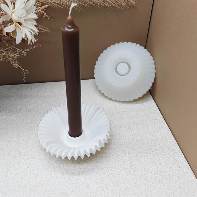 Striped Dish Silicone Candle Holder Mold Resin Tray Mold For Epoxy Resin Candlestick Tealight Holder Home Decoration