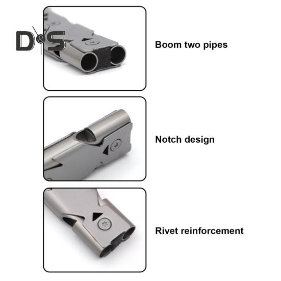 Çift Tüplü Hayatta Kalma Düdüğü 150dB Yüksek Desibel Ağır Hizmet Paslanmaz Çelik Taşınabilir Seyahat Mini Kamp Avcılık Yürüyüş Açık Hava Acil Durum Düdüğü