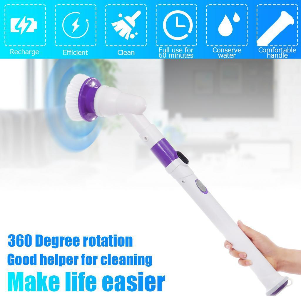 

Электрическая щетка для чистки AC 110-240V 50/60HZ Вращающаяся щетка Турбо-скруббер Беспроводной Заряжаемый Очиститель для ванной комнаты с удлинительной ручкой Адаптивная щетка Ванна