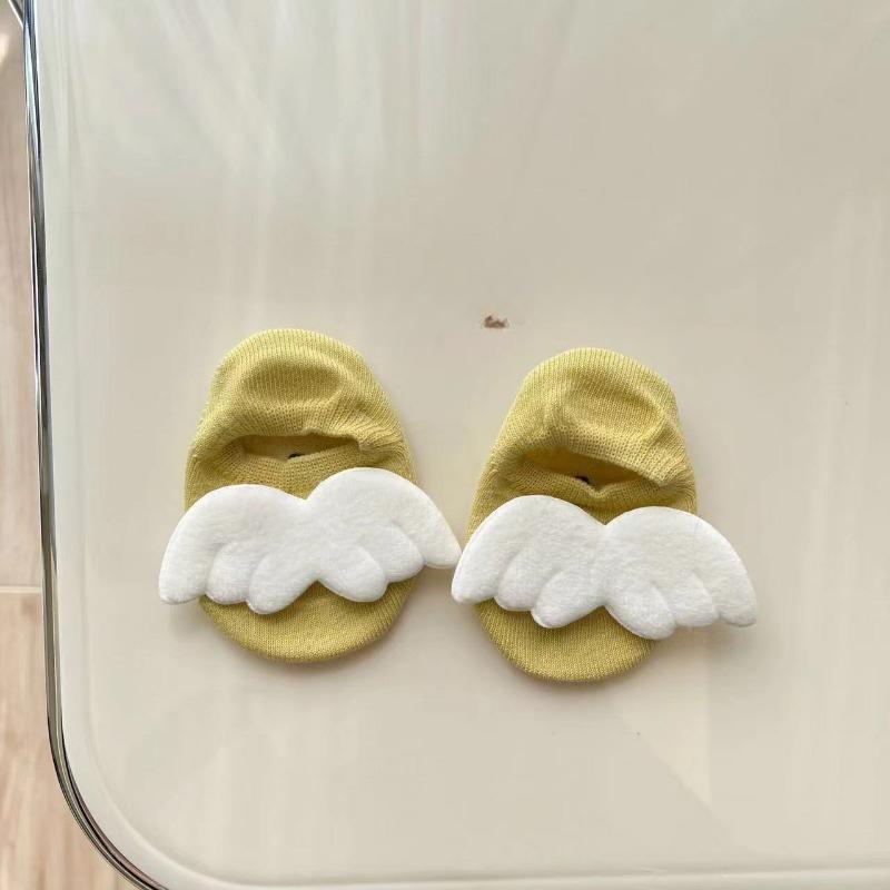 Chaussettes Ailes d'Ange pour Bébés Garçons Coton Élastique Couleur Unie Chaussettes Nouveau-nés Filles Printemps Été Antidérapantes Sol Coupe Basse pour