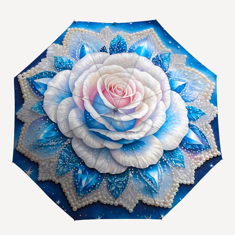 1pc Snowflake Rose Mandala Folding Umbrella | Elegant Design, Fashionable Accessory, Durable Construction, Sturdy Ribs yy251107082