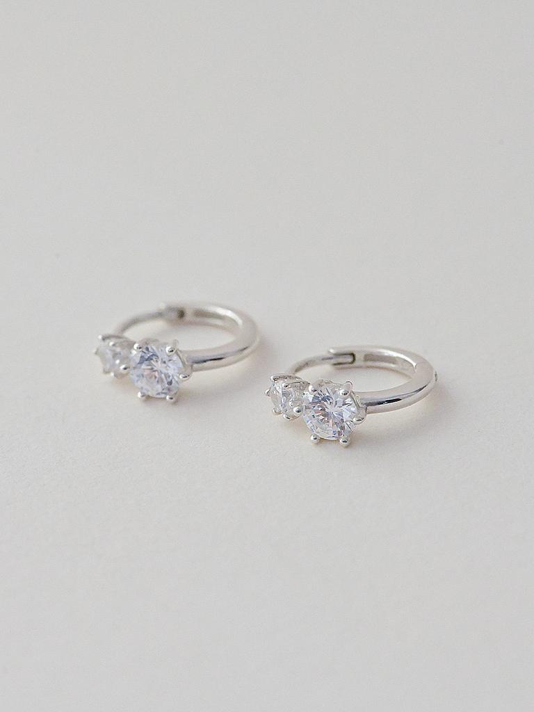 Lucore Silver 925 Daily Cubic One-Touch Ring Earrings