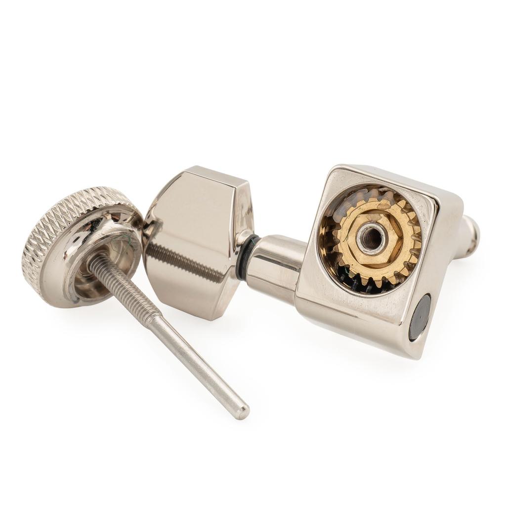 Musiclily Pro locking gear hexagonal for Fender Stratocaster and Telecaster electric nickel 6-in-line 2-pin tuners, 181 ratio, button, guitars,