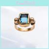 2024 New Stylish Italian Square Crystal And Brass Adjustable Ring For Women Fashionable Accessory