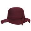 Female Hat French Retro Bowler Hat Women Wide-brimmed Wavy Fedora Hat Autumn and Winter Bow Hat Hat Adult Children Hat
