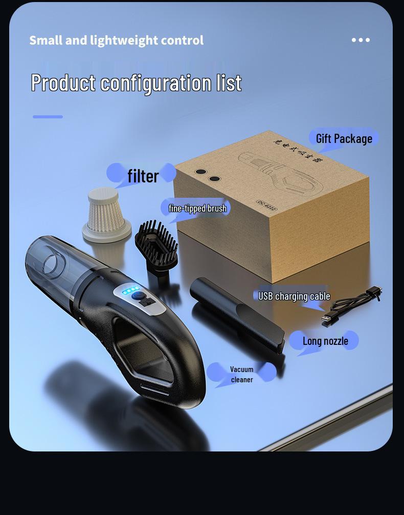 

Перезаряжаемый ручной беспроводной пылесос: Мощное всасывание, Компактный и Двойного назначения для Автомобиля и Дома чёрный