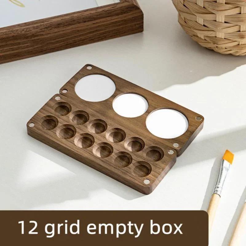 Wooden Handmade Watercolor Paint Palette Portable Empty Magnetic Suction Box For Artist Travel Sketch Painting School Supplies