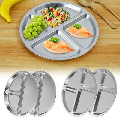2 gab Nerūsējošā tērauda sadalīti vakariņu šķīvji, izturīgi apaļi Rietumu virtuves šķīvji Makaronu ēdiens salātu brokastu šķīvis Virtuves galda piederumi