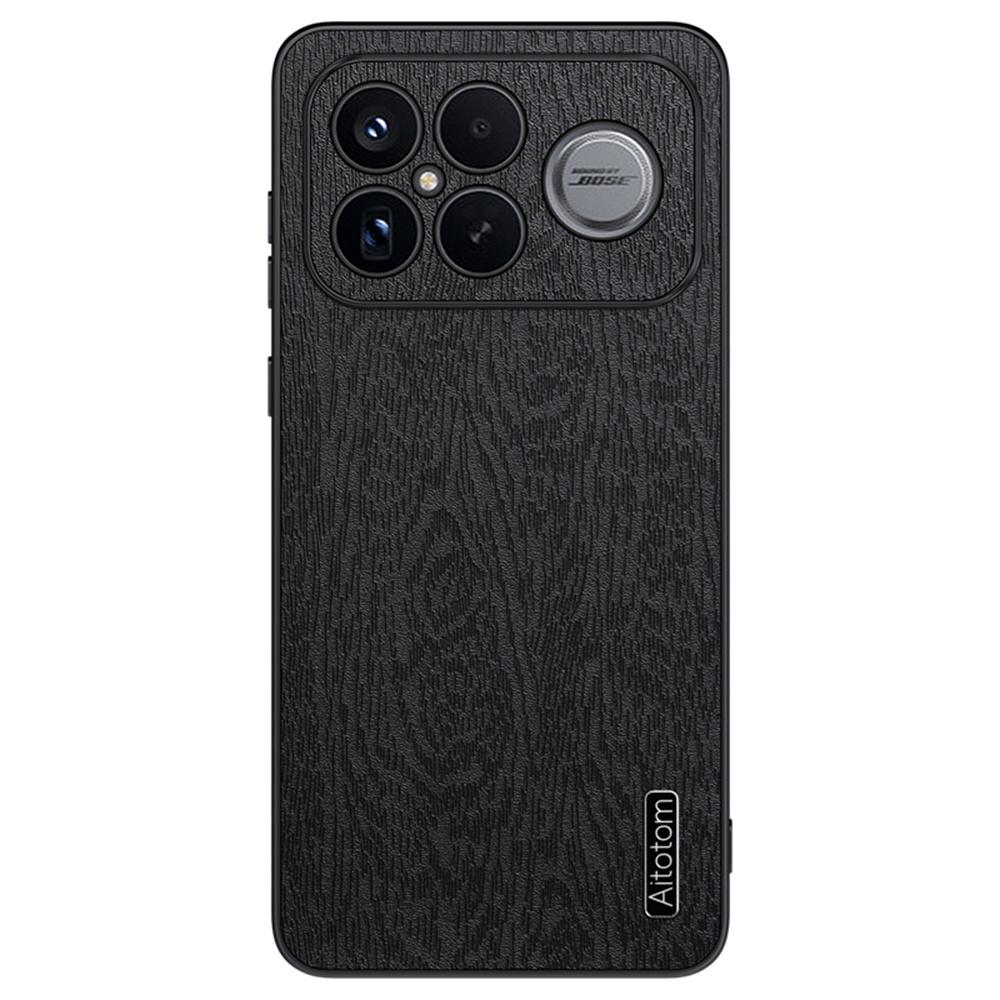 For Xiaomi Redmi K90 Pro Max 5G/Poco F8 Ultra Case Wood Texture PU Leather Coated PC TPU Phone Cover