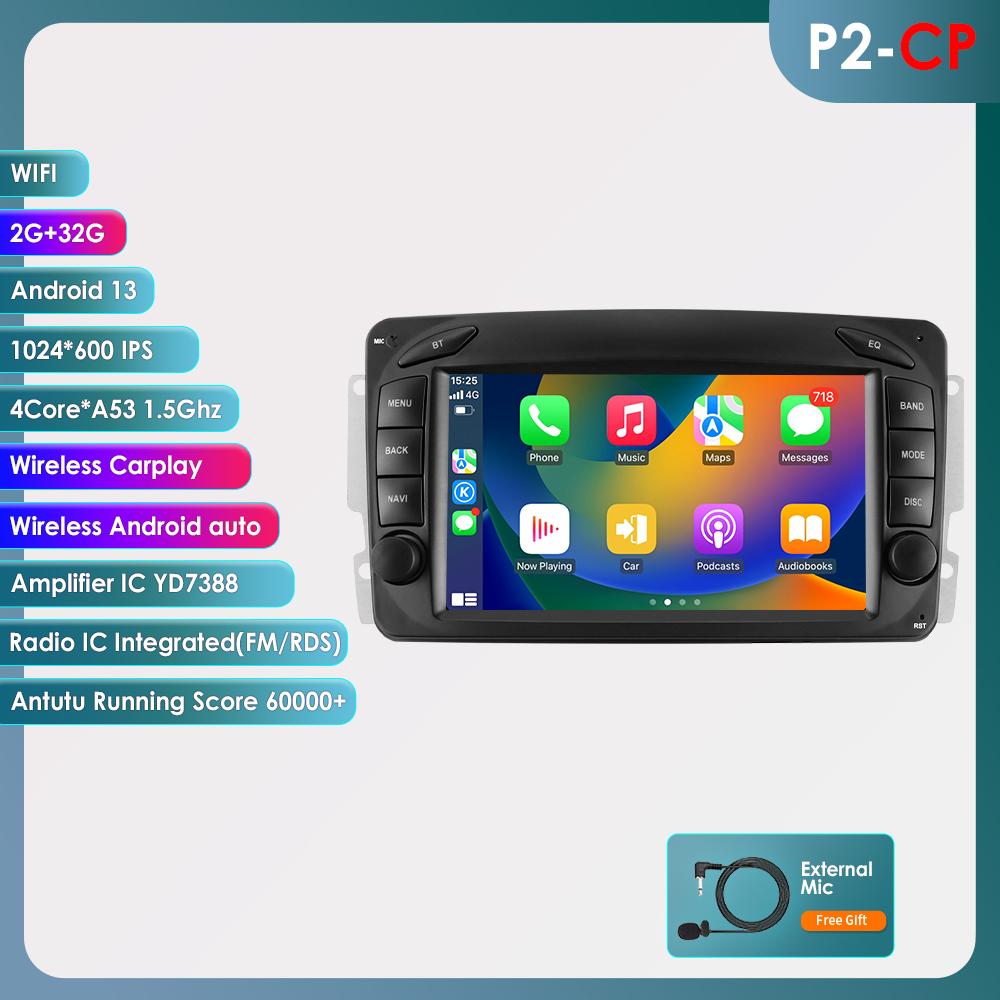 Hizpo 7" RDS Intelligent AI System Wireless CarPlay Android Auto Radio for Mercedes Benz CLK W209 W203 W463 W208 4G Car Multimedia GPS 2din Autoradio