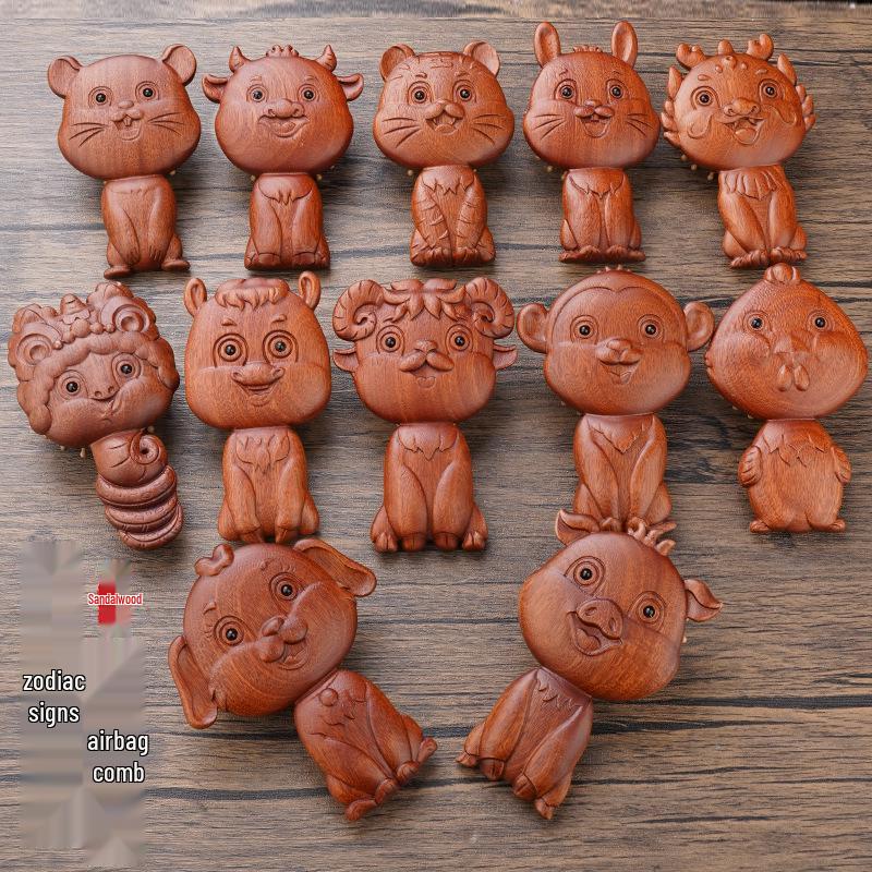 

Zodiac Red Sandalwood Baby and Children s Cartoon Scalp Massage Comb