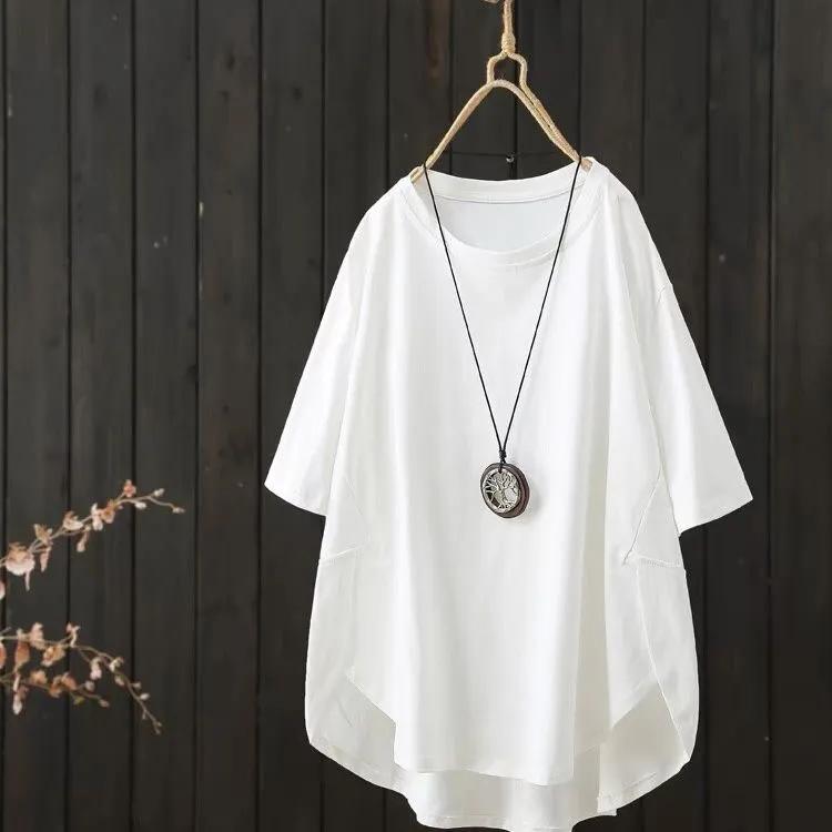 

Летние повседневные корейские однотонные футболки с коротким рукавом и круглым вырезом, женская одежда, простая свободная универсальная футболка M белый